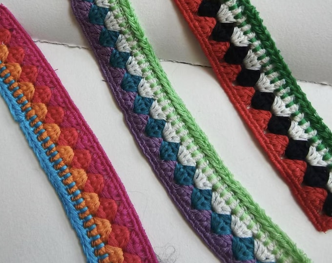 Crochet Woven Trim, Costume Design Sewing Embellishment, Sold by 1 Yard