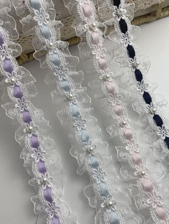 Pearlet Lace trim, decor trimming for costume design sewing embellishment headwear dress coat cuff collar bag home deco Sold by 1 yard