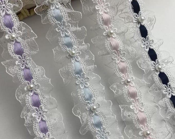 Pearlet Lace Trim, Costume Design Embellishment, Sold by 1 Yard