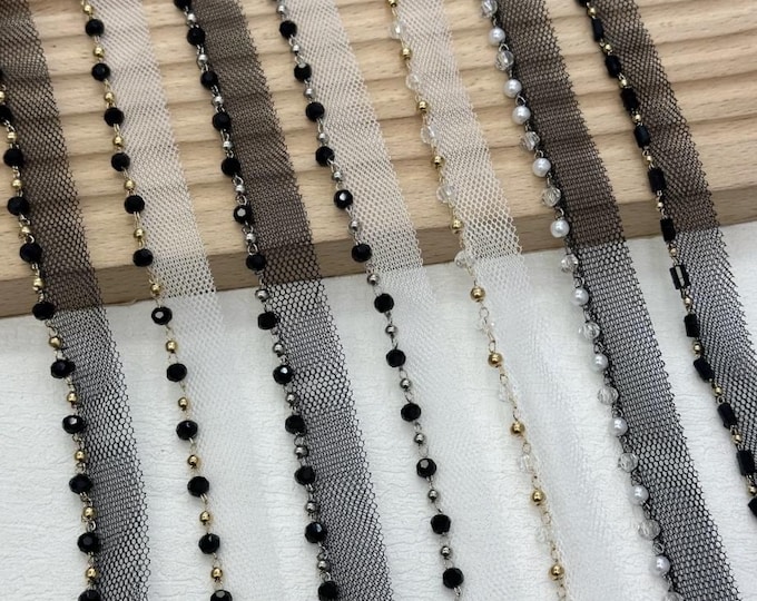 Beaded Trim, DIY Sewing Supply for Clothes, Hair Bows & Bags, Sold by 1 Yard
