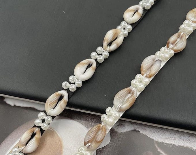Seashell Beaded Trim, Costume Design, Bridal Embellishment (1 Yard)