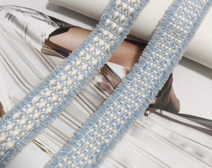 Fringed Blue Lace Trim, Sewing Embellishment, Costume Design (1 Yard)