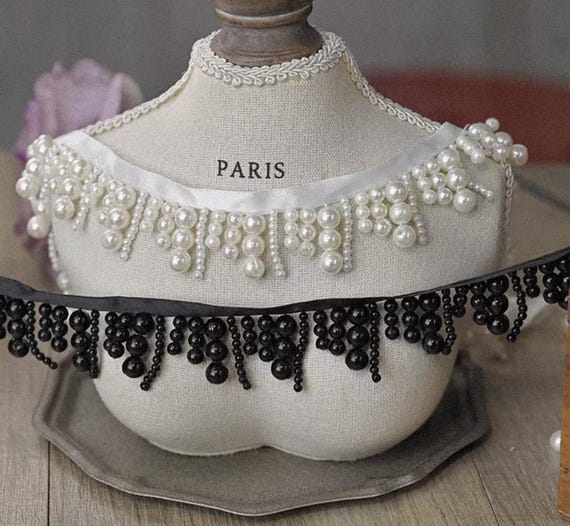 Pearl Bead Fringe Tassel Trim By The Yard