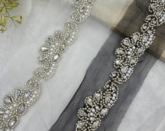 Beaded Lace Trim, Costume Design Embellishment, Sold by 1 Yard