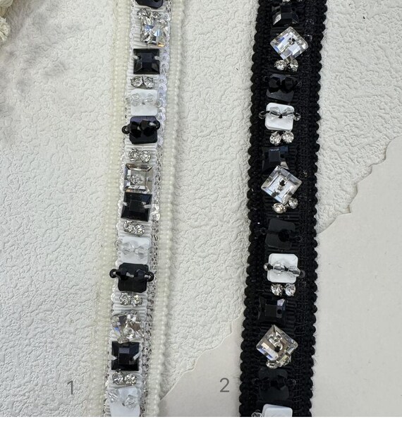 Beaded trim for costume design sewing embellishment bridal trim dress coat cuff collar Sold by 1 yard