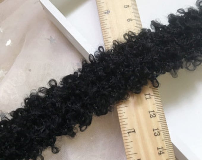 Textured Black Lace Trim, Costume Embellishment, Sold by the Yard