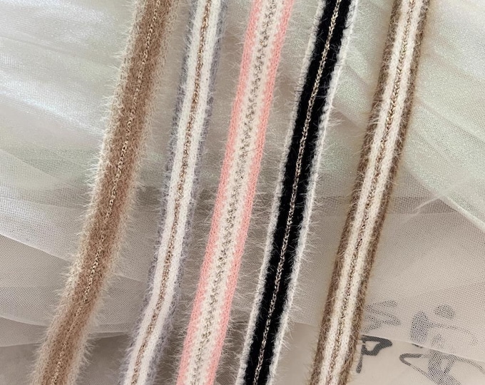 Fuzzy Stripe Lace Trim, Costume Design Embellishment, Sold by Yard
