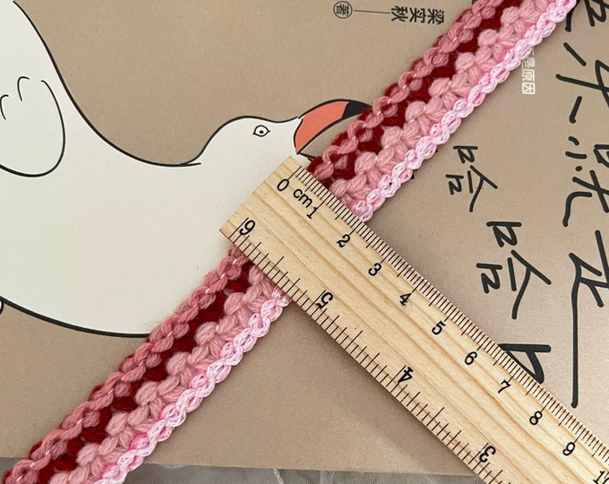 Pink Crochet Lace Trim, Costume Embellishment, Sold by 1 Yard