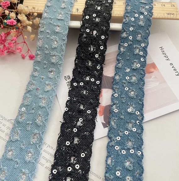 Denim trim, decor trimming for costume design sewing embellishment bridal trim headwear dress coat cuff collar bag home deco Sold by 1 yard