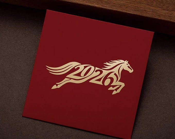 2026 Year of the Horse Red Envelopes, Gold Foil Lucky Money Packets