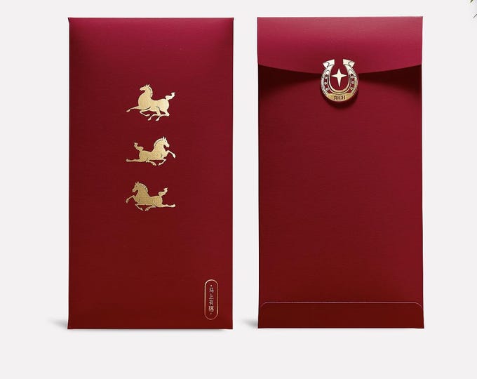 Year of the Horse 2026 Gold Foil Lucky Money Red Envelopes Packets