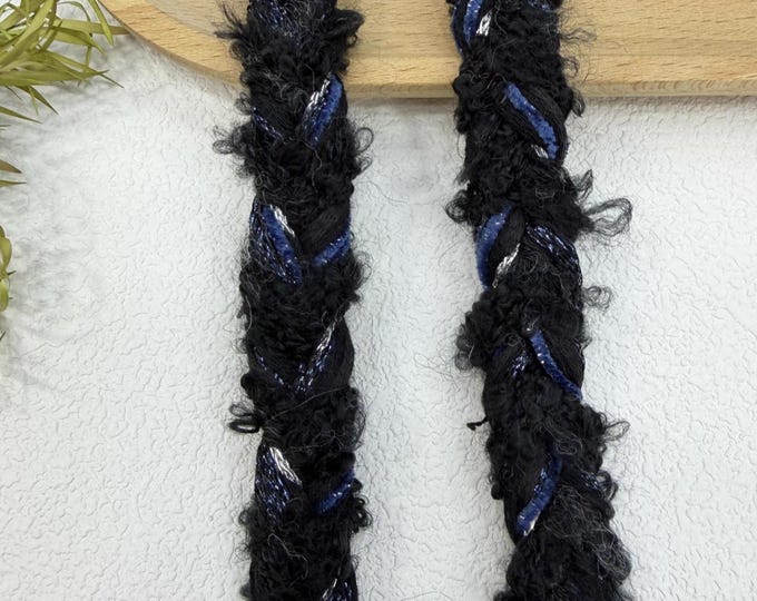 Dark Blue Lace Trim, Couture Bridal Embellishment Sold by 1 Yard