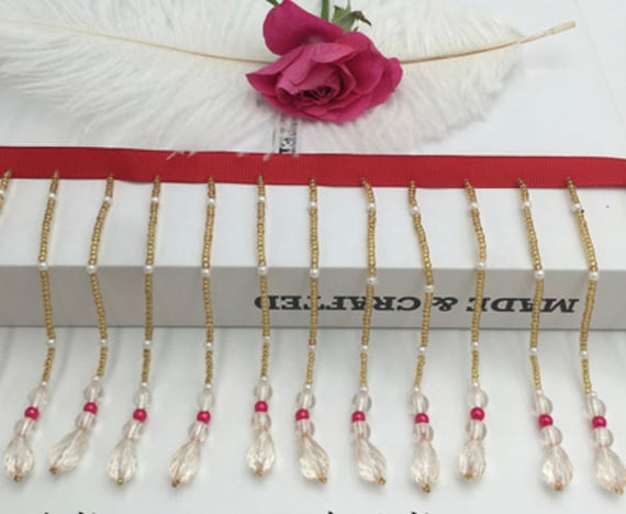 Pearl Bead Fringe Trim By The Yard