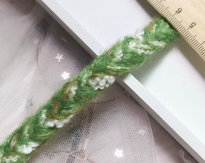 Green Braided Lace Trim, Costume Design, Sewing, Bridal Trim, Sold by 1 Yard