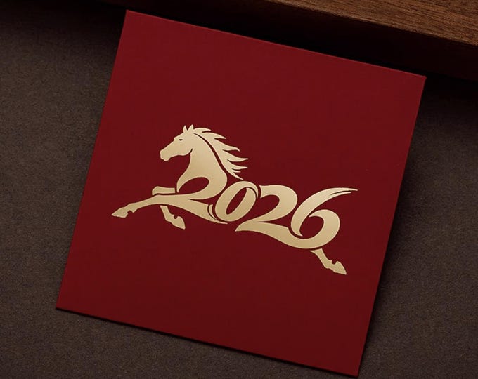 2026 Year of the Horse Red Envelopes, Gold Foil Lucky Money Packets