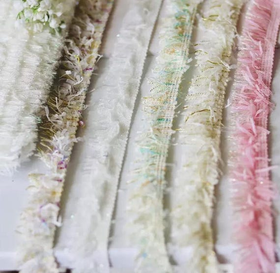 Fringed Lace trim, decor trimming for costume design sewing embellishment bridal trim dress coat cuff collar bag Sold by 1 yard