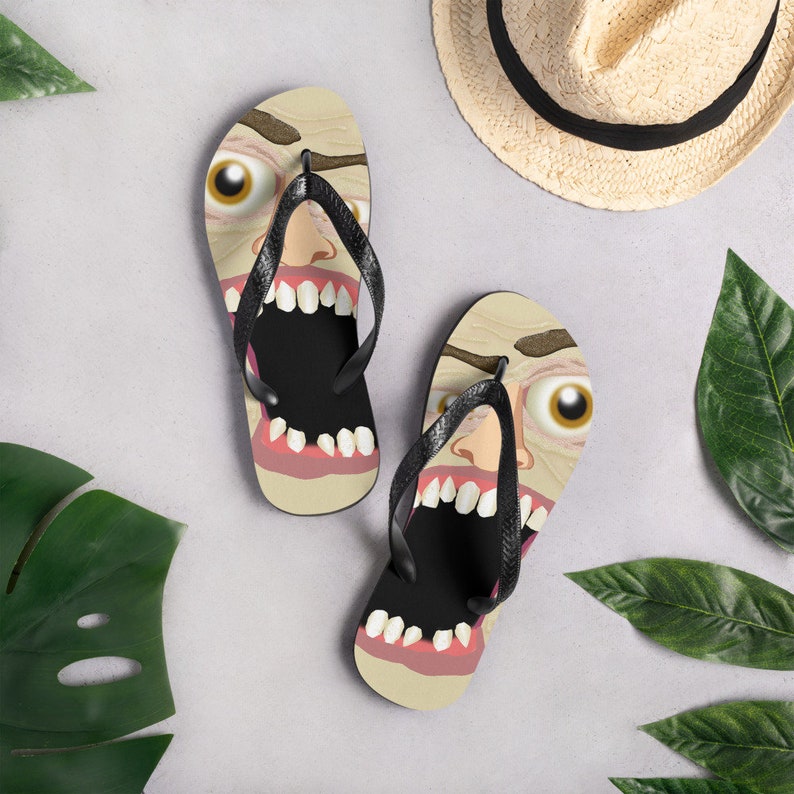 Face Flip-Flops Funny Face Flip Flops Mushed Face Flip Flops Horror Flip Flops Scary Face Flip Flops