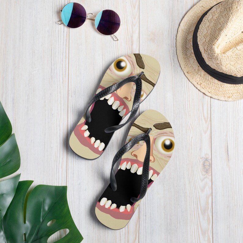 Face Flip-Flops Funny Face Flip Flops Mushed Face Flip Flops Horror Flip Flops Scary Face Flip Flops