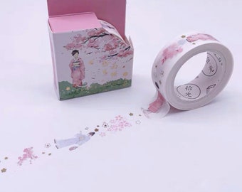 Sakura Washi Tapes Woman Masking Tape Flower Floral Cherry Blossoms Spring Planner Decor Deco Tape Scrapbooking Journaling