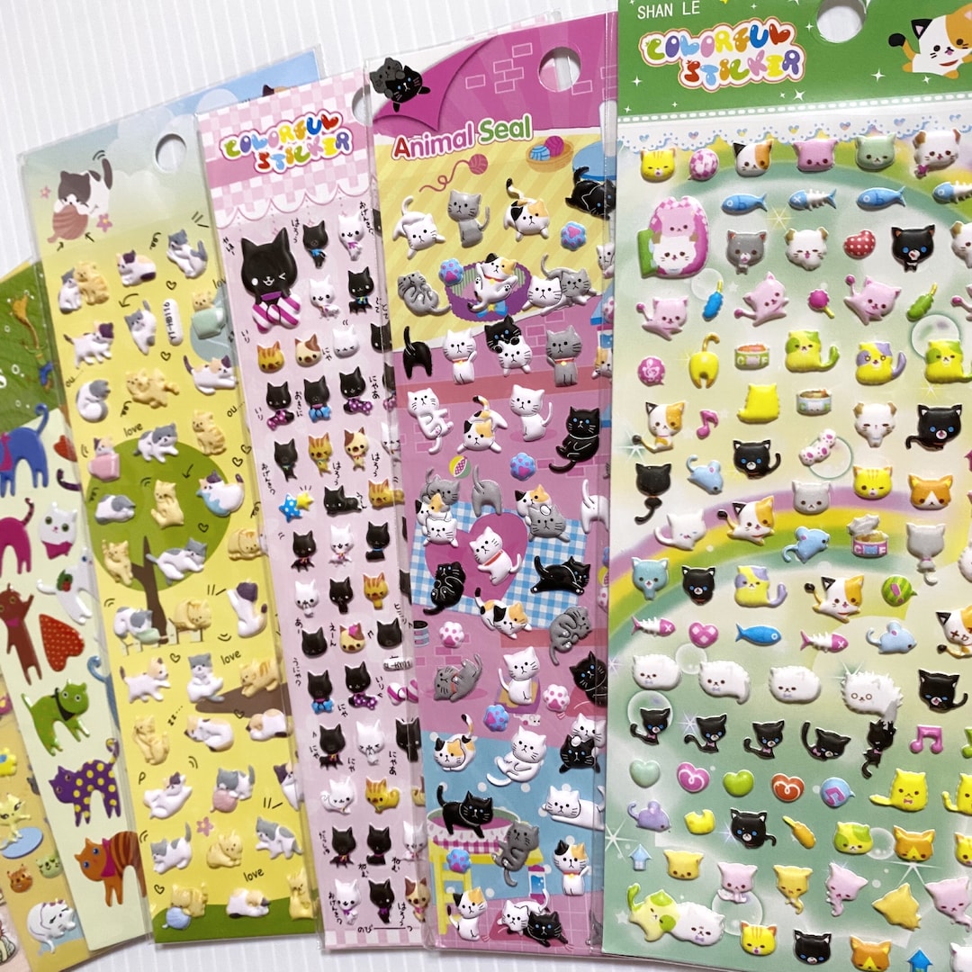 Puffy Sticker Animal Cat Sticker 3D Stickers Kitty Puff Stickers