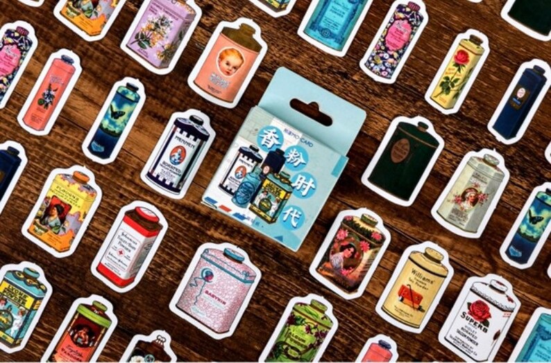 46pcs Perfume Powder Stickers Bottle Sticker Can Sticker Deco Planner Sticker Scrapbooking Decorative Sticker Pack
