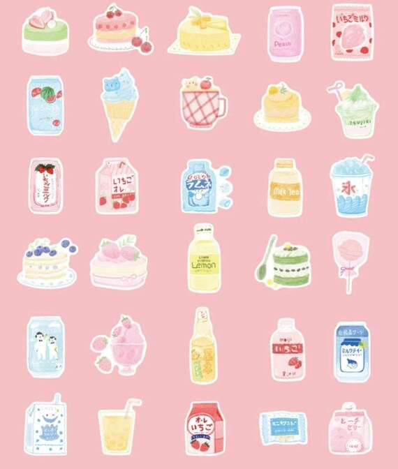 FREE SHIPPING 30pcs Snacks Postcards Dessert Postcard Set Food Postcard Drinks Postcards Diecut Postcards Girls Stickers NOT Included