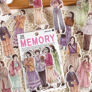 30pcs Girl Stickers Pack Fashion Woman People Planner Decor Female Scrapbook Journaling Washi Deco Stickers