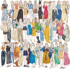 Paquete de 50 pegatinas para mujer, niñas, personas, planificador, decoración, álbum de recortes femenino, manualidades, diario, pegatinas decorativas