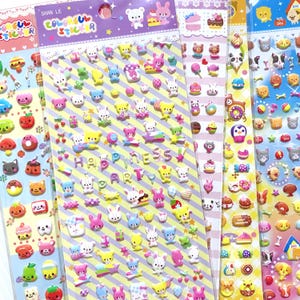 Süßer Puffy Aufkleber 3D Aufkleber Planer Decor Essen Dessert Tier Hund Scrapbooking Journaling