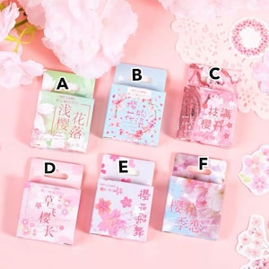 45 Stück Sakura Sticker Pack Kirschblüte Blumen Frühling Floral Deco Aufkleber Scrapbooking Planer Decor Journaling