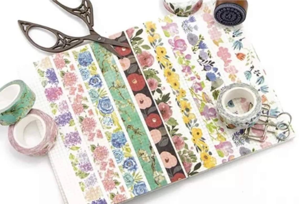 Flower Washi Tape Floral Washi Tapes Planner Deco Tapes Etsy