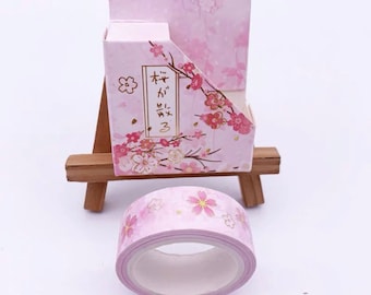 Flower Washi Tape Sakura Gold Foil Masking Tape Planner Decor Floral Cherry Blossoms Scrapbooking Journaling Crafts Supplies