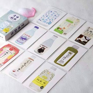 Juego de 28 tarjetas de bebidas, tarjetas pequeñas, notas de mensaje, agradecimientos, amigos, tarjetas Kawaii, correo postal, correo feliz, diario, álbum de recortes, efímeras
