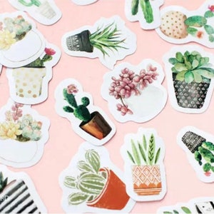 Pack de 45 autocollants cactus plantes succulentes agenda déco autocollants déco scrapbooking journalisation