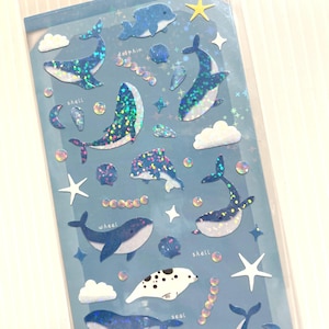 Wal Aufkleber niedlich glänzend glitzernd Delphin Ozean Tier Planer Dekor Scrapbooking Journaling