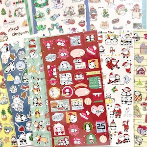 Adesivos de Natal Gato Panda Planejador de Férias Decoração Deco Adesivo Scrapbooking Diário