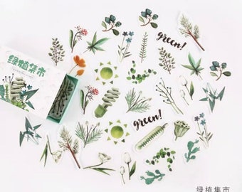 40pcs Plants Stickers Pack Green Nature Journaling Deco Sticker Plants Leaf Planner Decor Scrapbooking