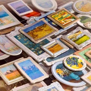 2 vellen 3D Art Stickers Pack Schilderij Museum Esthetisch Planner Decor Washi Sticker Journaling Scrapbooking