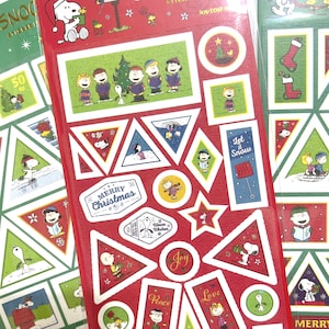 Adesivos Snoopy Peanuts para decoração de Natal e feriados, adesivos de folha de ouro para planejador