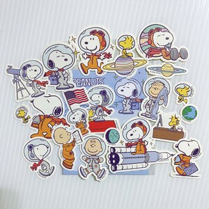 Pack d'autocollants Peanuts Snoopy, journal d'astronaute, scrapbooking, autocollants déco, agenda