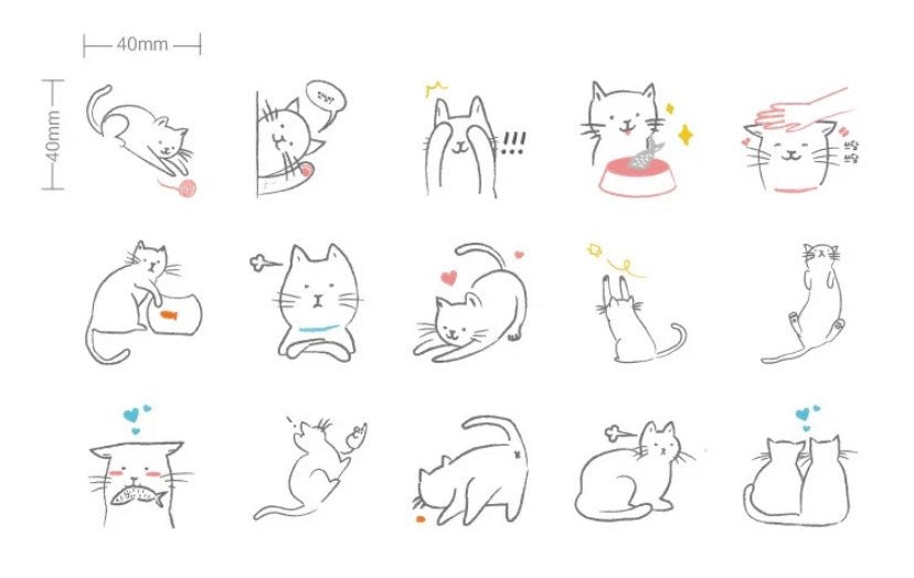 45pcs cat stickers kitten animal sticker kitty sticker planner etsy