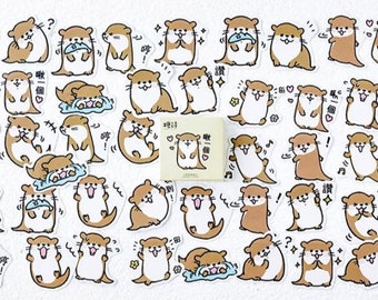 Pack de 45 autocollants loutre pour journal animalier, décoration pour scrapbooking, autocollant déco