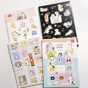 Bloc de cartas de gato, papel para cartas de gatitos, lindos blocs de cartas, blocs de papel para cartas kawaii, amigo feliz, correo postal