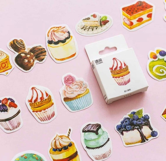 Cute Food Stickers Cartoon Cake Tea Diary Scrapbooking Labels Decorative  Tags