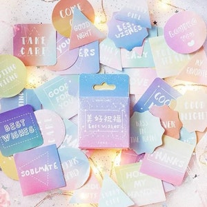 45 Stück Beste Wünsche Sticker Pack Englische Wörter Freundliche Nachricht Deco Aufkleber Journaling Scrapbooking Planer Decor