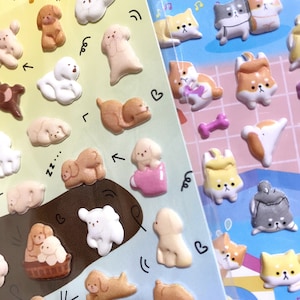 Hund Puffy Sticker 3D Aufkleber Haustier Katze Tiere Niedlich Planer Dekor Scrapbooking Journaling