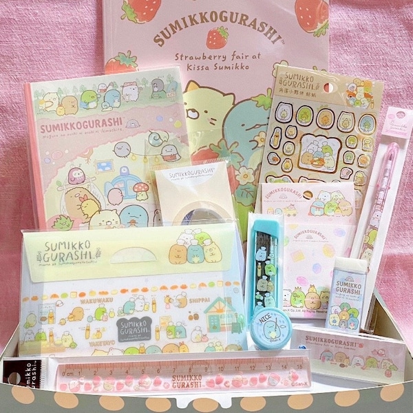 Sumikko Gurashi Cute Stationery Set Christmas Present Kids Kawaii Stationery Set Girls Birthday Gift for Her Stickers Journal Notebook