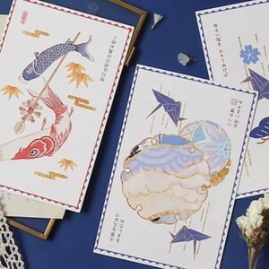 30 pièces Style japonais cartes postales grue jeu de cartes postales oiseaux cartes postales salutations message carte escargot courrier heureux amis