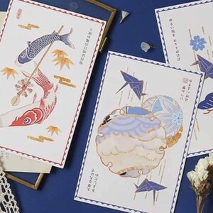 30pcs Japanese Style Postcards Crane Postcard Set Bird Postcards Greetings Message Card Snail Mail Happy Mail Friends