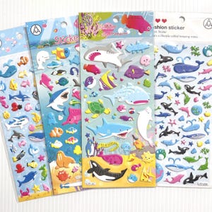 Meerestier Puffy Sticker 3D Aufkleber Planer Decor Scrapbooking Journaling
